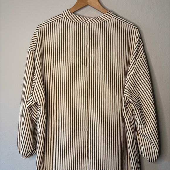 NWT CupShe Striped V-Neck Puff Sleeve Midi Dress, size large, swimsuit cover-up. - Picture 13 of 15